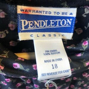 Pendleton Black Blouse with Pink Floral Design